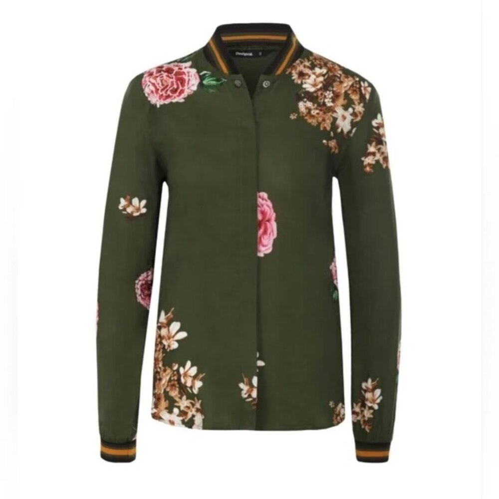 NWT Desigual Maris Blouse Floral Green Size XXL